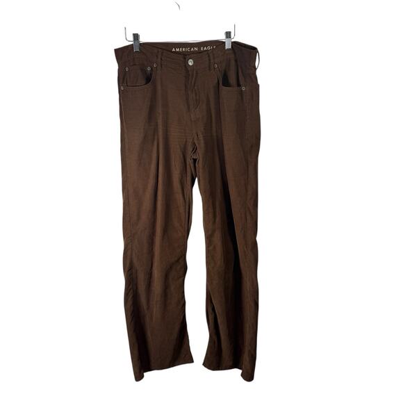 American Eagle Low Rise Skater Jeans Brown Corduroy Baggy Y2K Womens 6 - Picture 2 of 10